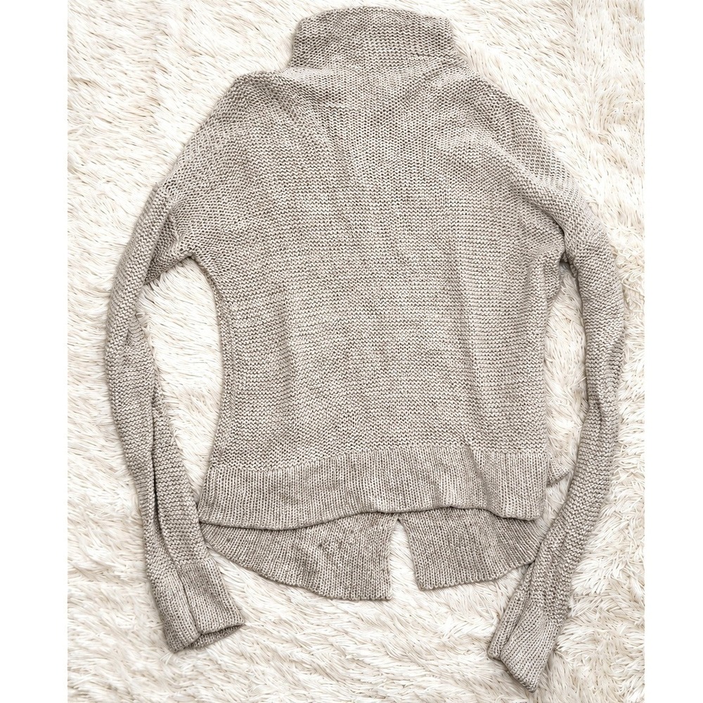 Brochu Walker Heavy Linen Cotton Open Back Funnel Neck Sweater Beige Size M